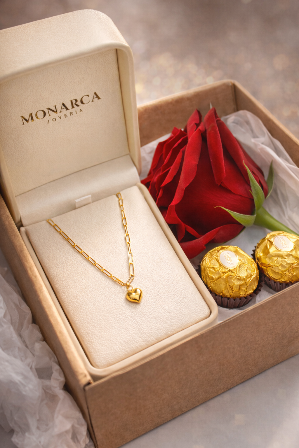 Set Cadena IT Cajón en Oro 18K con Dije Corazón (45 cm)